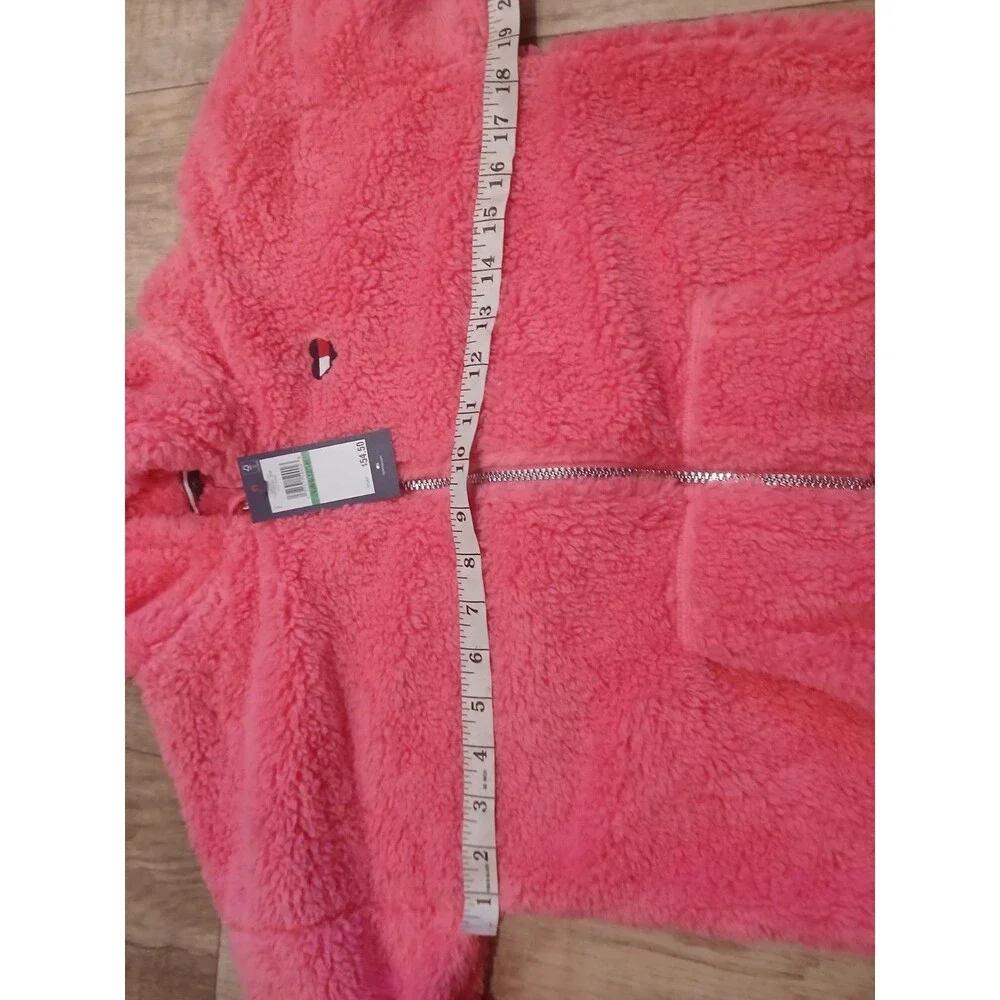 Tommy Hilfiger Girls Pink Sherpa Jacket Hot Pink Full Zip Size Large 12/14